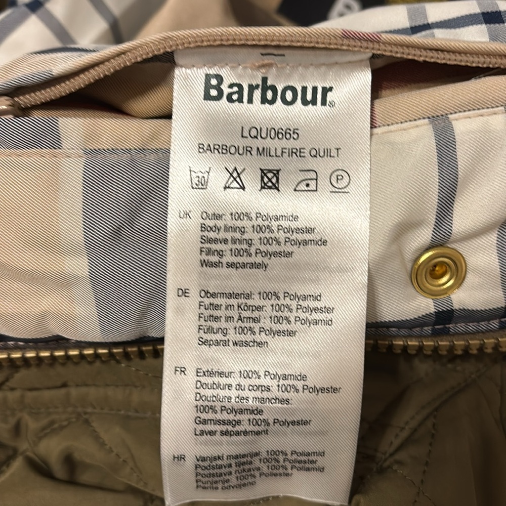 BNWT Barbour Millfire tartan quilted jacket in olive / hessian - size US 6 UK 10 - Picture 12 of 12